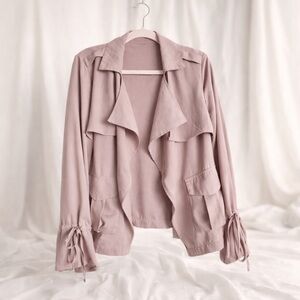 Lulus Dusty Mauve Waterfall Jacket with Tie Cuffs Size:XS
